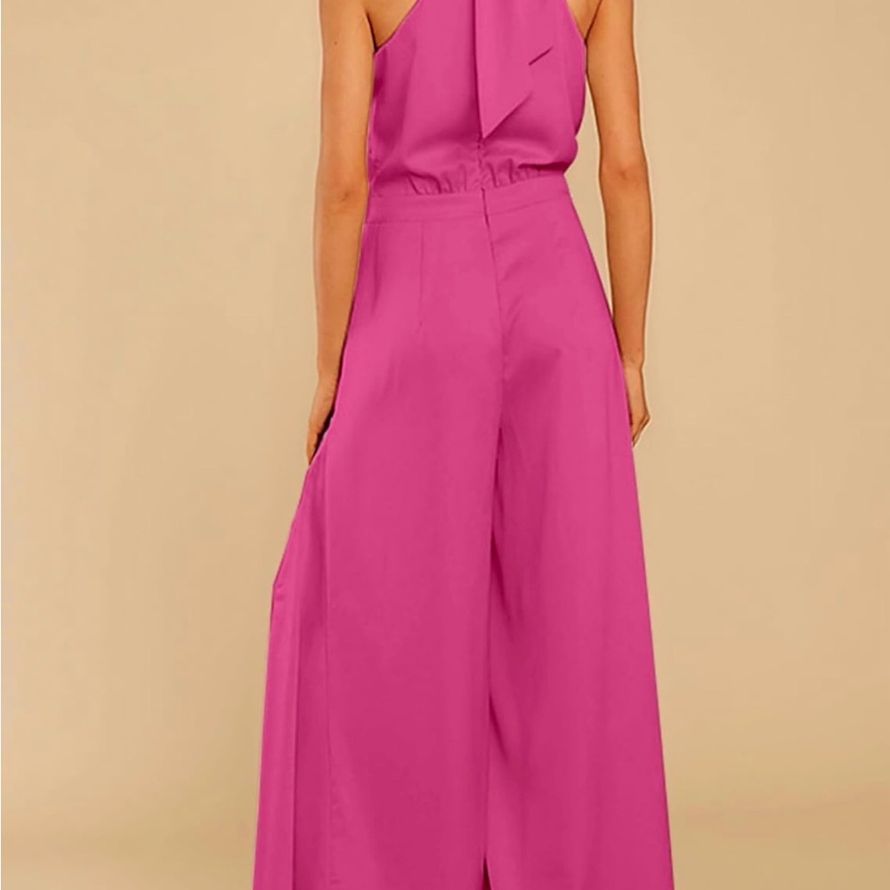 Elegant Pink Halter Jumpsuit - Picture 3 of 5